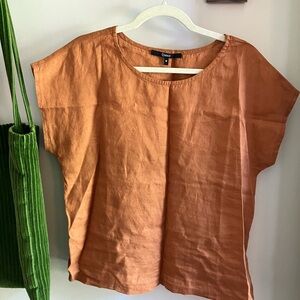 Quince linen pajama top in terracotta